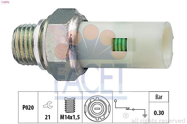 Conector de pressão de óleo motor FACET ref. 7.0076