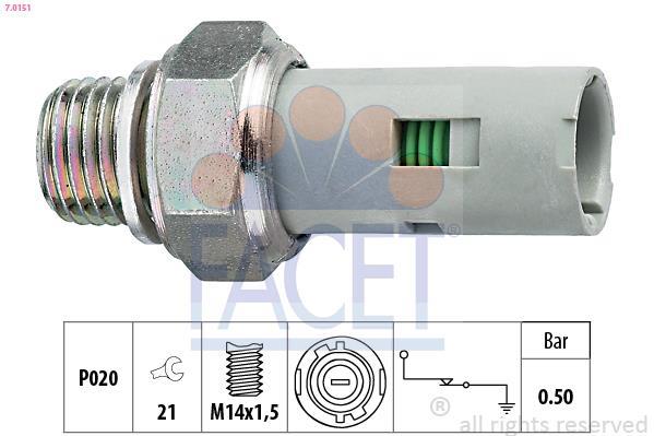 Sensor, presión de aceite FACET 7.0151