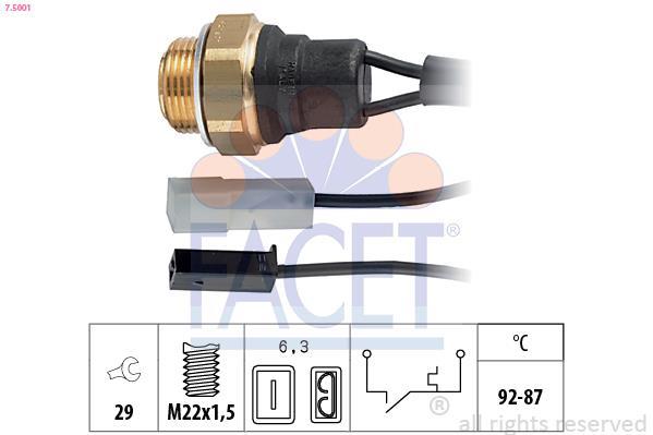 Interrupteur de température, ventilateur de radiateur FACET 7.5001