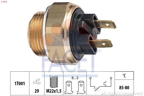 Interrupteur de température, ventilateur de radiateur FACET ref. 7.5018
