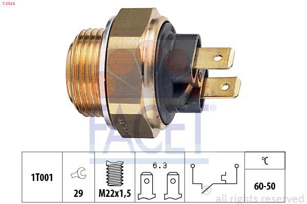 Interrupteur de température, ventilateur de radiateur FACET ref. 7.5034
