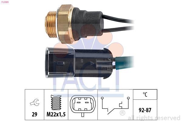 Interrupteur de température, ventilateur de radiateur FACET ref. 7.5101