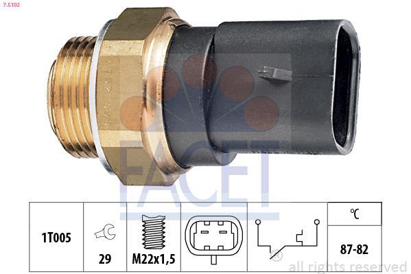 Interrupteur de température, ventilateur de radiateur FACET ref. 7.5102