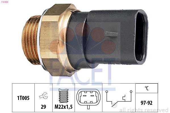 Interrupteur de température, ventilateur de radiateur FACET ref. 7.5103