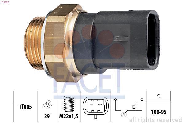 Interrupteur de température, ventilateur de radiateur FACET ref. 7.5117