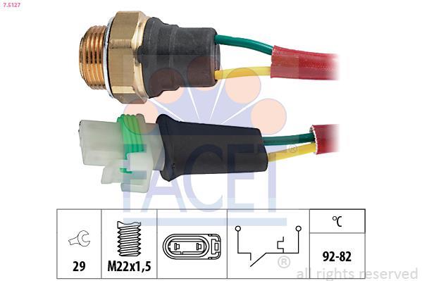 Interrupteur de température, ventilateur de radiateur FACET ref. 7.5127