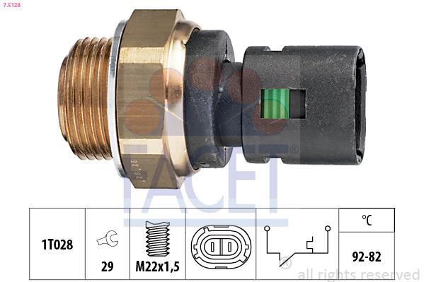 Interrupteur de température, ventilateur de radiateur FACET ref. 7.5128