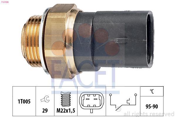 Interrupteur de température, ventilateur de radiateur FACET ref. 7.5136