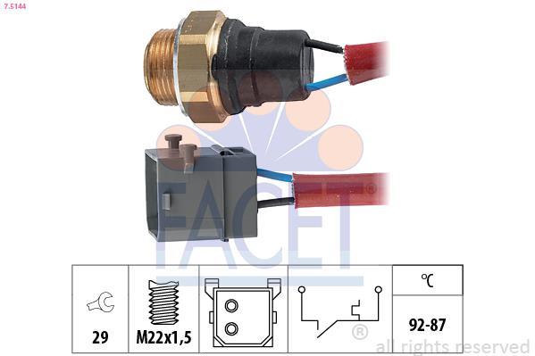 Interrupteur de température, ventilateur de radiateur FACET ref. 7.5144