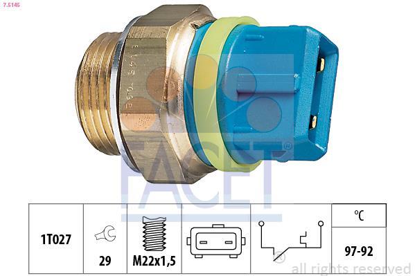 Interrupteur de température, ventilateur de radiateur FACET ref. 7.5145