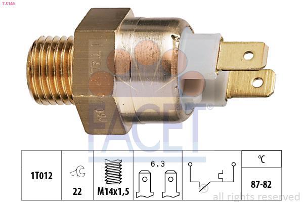 Interrupteur de température, ventilateur de radiateur FACET ref. 7.5146