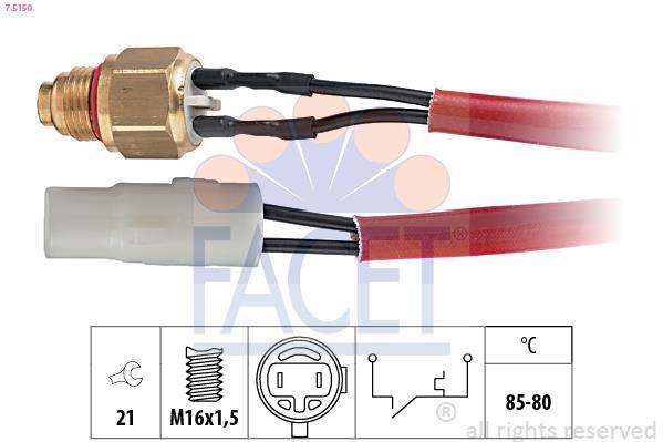 Interrupteur de température, ventilateur de radiateur FACET ref. 7.5150