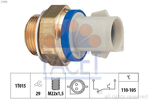 Interrupteur de température, ventilateur de radiateur FACET ref. 7.5165