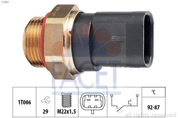 Interrupteur de température, ventilateur de radiateur FACET ref. 7.5187