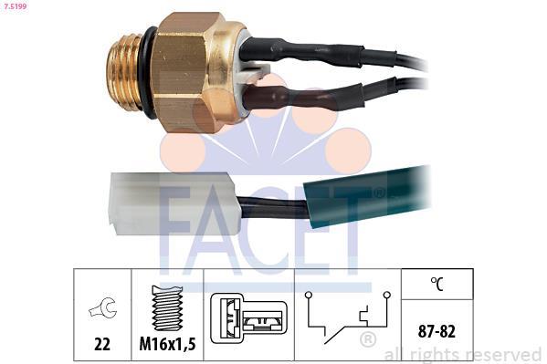 Interrupteur de température, ventilateur de radiateur FACET ref. 7.5199