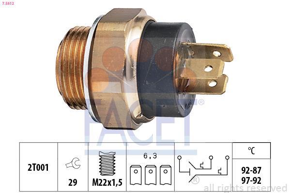 Interrupteur de température, ventilateur de radiateur FACET ref. 7.5612