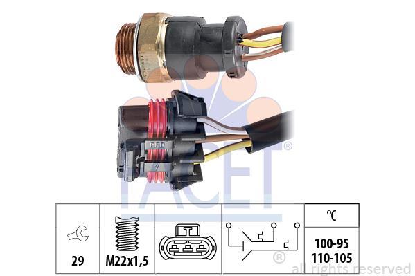 Interrupteur de température, ventilateur de radiateur FACET ref. 7.5615
