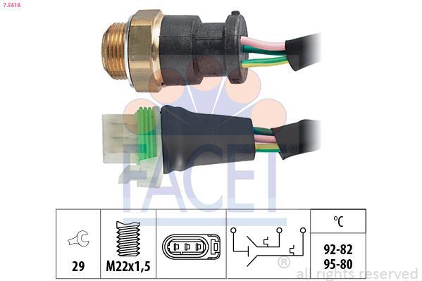 Interrupteur de température, ventilateur de radiateur FACET ref. 7.5618