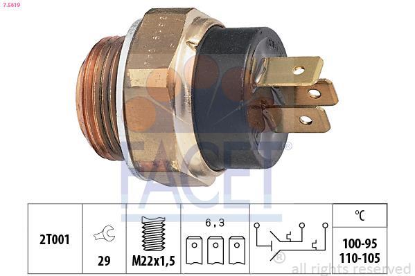 Interrupteur de température, ventilateur de radiateur FACET ref. 7.5619