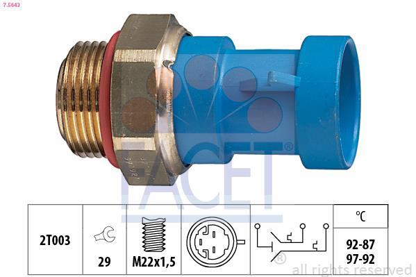Interrupteur de température, ventilateur de radiateur FACET ref. 7.5643