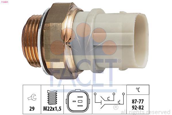 Interrupteur de température, ventilateur de radiateur FACET ref. 7.5651