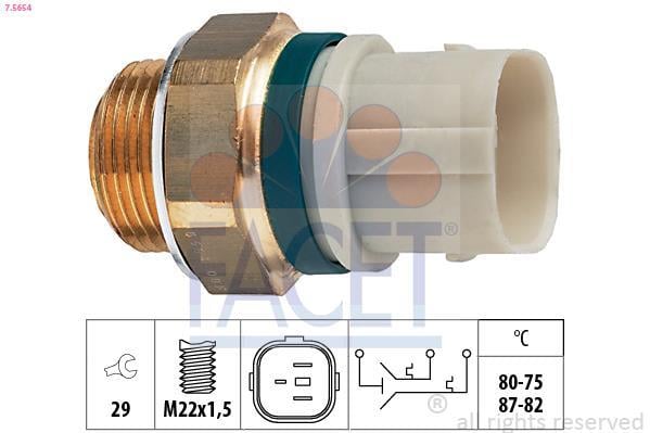Interrupteur de température, ventilateur de radiateur FACET ref. 7.5654