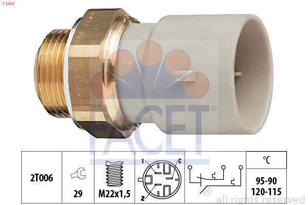 Interrupteur de température, ventilateur de radiateur FACET ref. 7.5655