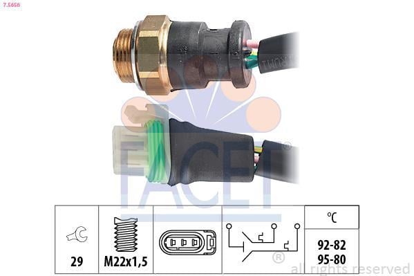 Interrupteur de température, ventilateur de radiateur FACET ref. 7.5656