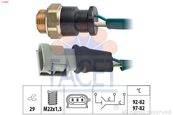Interrupteur de température, ventilateur de radiateur FACET ref. 7.5662