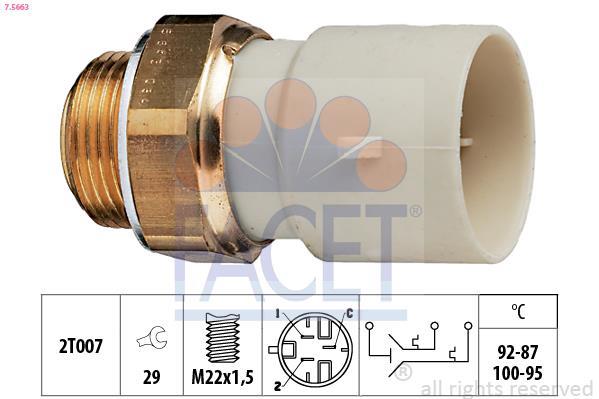 Interrupteur de température, ventilateur de radiateur FACET ref. 7.5663