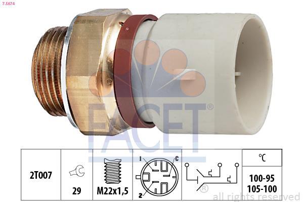 Interrupteur de température, ventilateur de radiateur FACET ref. 7.5674