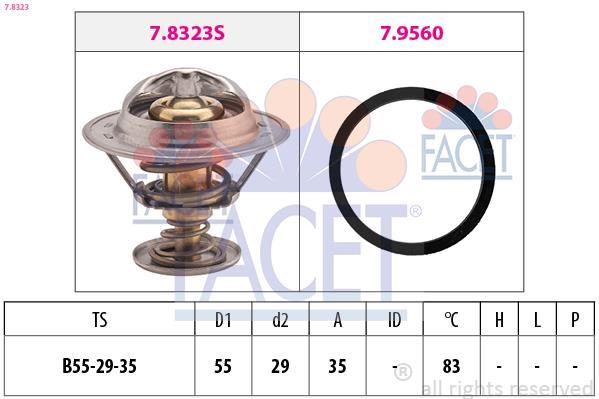 1.880.673 EPS FACET 7.8673 Termostato motore Temp. apertura: 88°C, Made