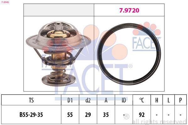 FACET 7.8174 Termostato Motore 92°C - Ricambio Compatibile Con Opel Zafira, Astra, Corsa, Vectra E Combo (codici OE: 1338003, 9129907, ...) - 4