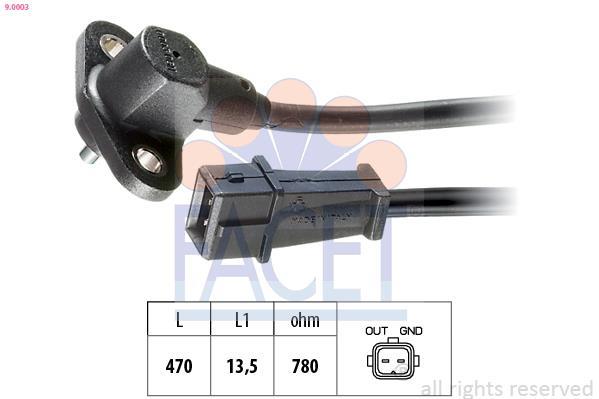 Sensor de velocidade do motor, gestão do motor FACET ref. 9.0003
