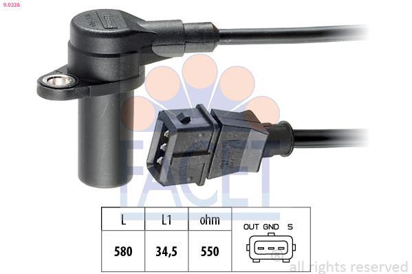 Sensor de velocidade do motor, gestão do motor FACET ref. 9.0238
