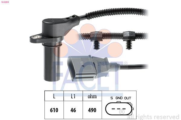 Sensor de velocidade do motor, gestão do motor FACET ref. 9.0259