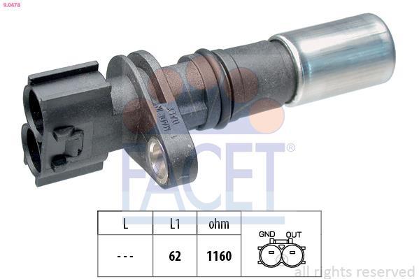 Sensor de velocidade do motor, gestão do motor FACET ref. 9.0478