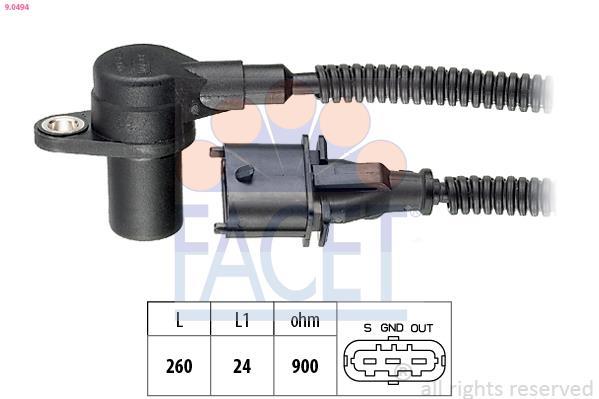 Sensor de velocidade do motor, gestão do motor FACET ref. 9.0494
