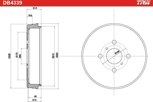 Tambour de frein TRW ref. DB4339