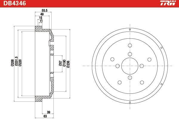 Tambour de frein TRW ref. DB4346