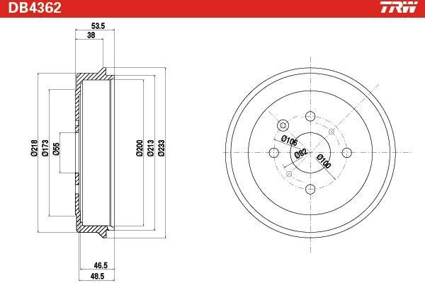 Tambour de frein TRW ref. DB4362