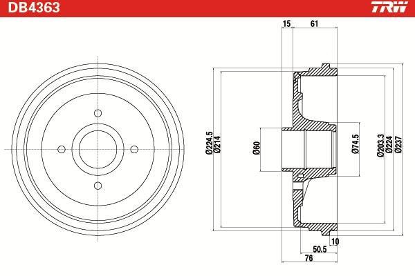 Tambour de frein TRW ref. DB4363