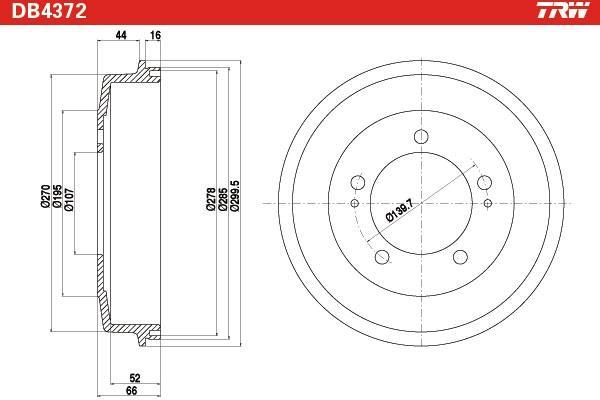 Tambour de frein TRW ref. DB4372
