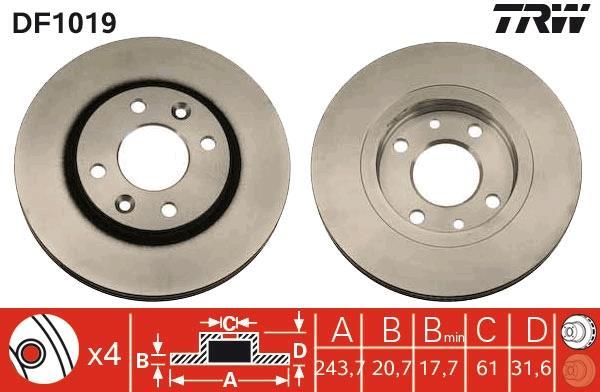 Disques de frein TRW ref. DF1019