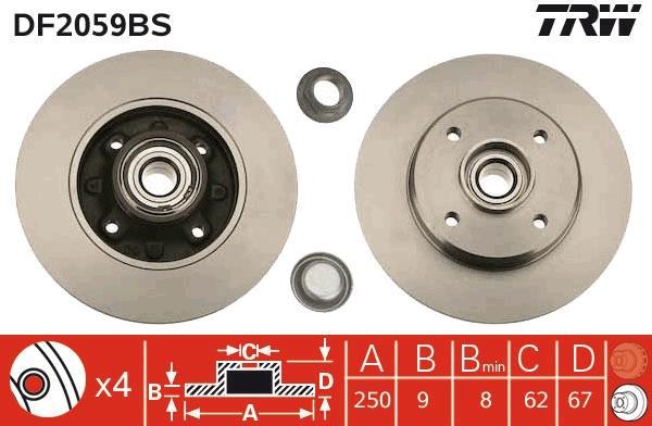 Discos de freno TRW ref. DF2059BS