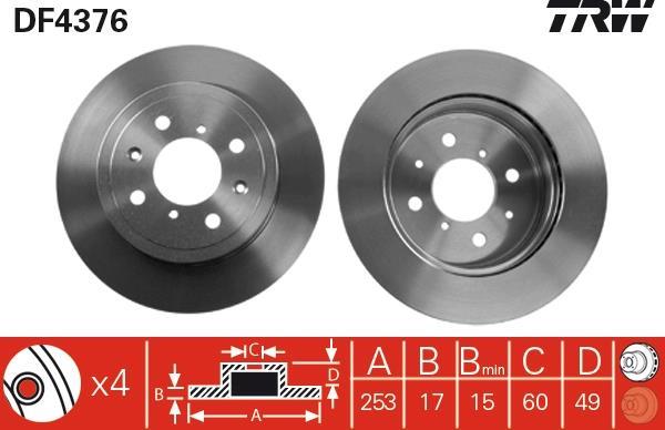 Disques de frein TRW ref. DF4376