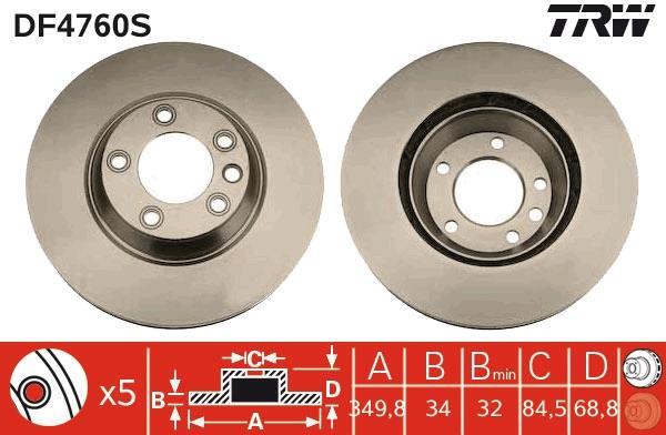 Disco de frenos delantero derecho TRW ref. DF4760S