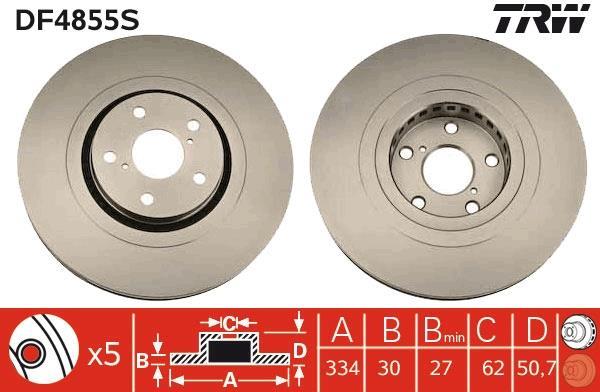 Disco de frenos delantero izquierdo TRW ref. DF4855S