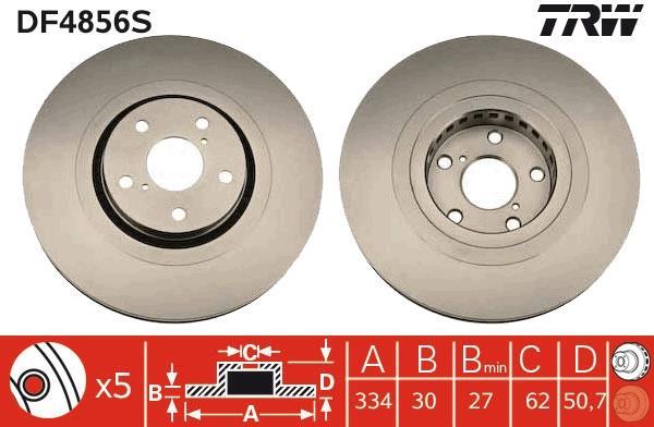 Disco de frenos delantero derecho TRW ref. DF4856S