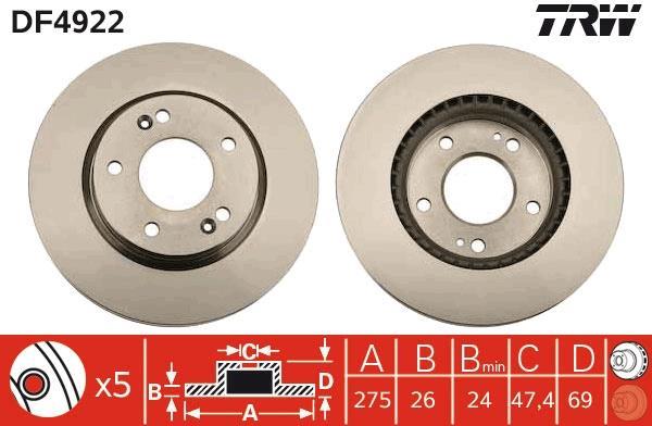Disques de frein TRW ref. DF4922
